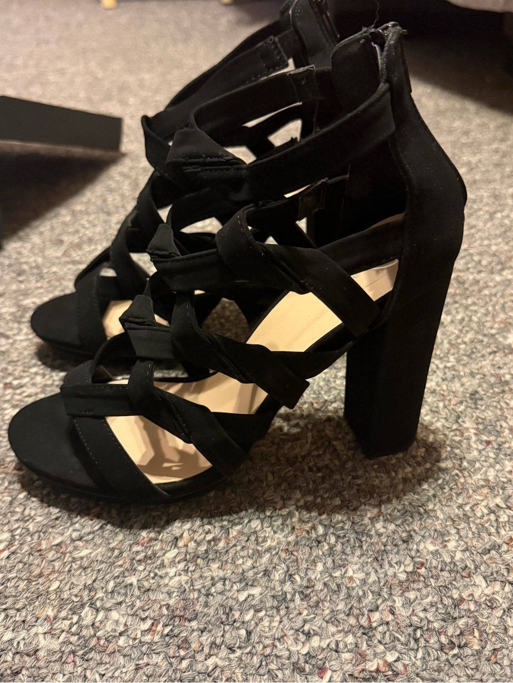 Windsor Black Strappy Block Heel Sandals